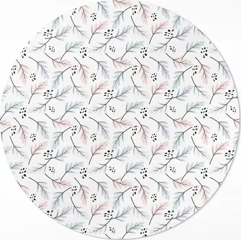 Koberec Kulatý Koberec Vinylový PVC fi 50 cm Pastelové jemné rostliny ve stylu boho