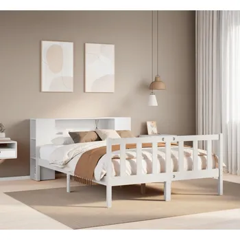 Postel vidaXL Postel s knihovnou bez matrace 120x200 cm masivní borovice [3321655] Barva: Bílá