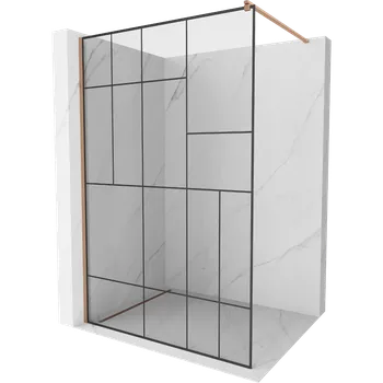 Mexen Kioto sprchová stěna Walk-in 110 x 200 cm, černý vzor 8 mm, kartáčovaná měď - 800-110-101-65-78 Sprchové stěny