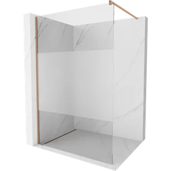 Mexen Kioto sprchová stěna Walk-in 90 x 200 cm, transparentní/matná 8 mm, kartáčovaná měď - 800-090-101-65-35 Sprchové stěny
