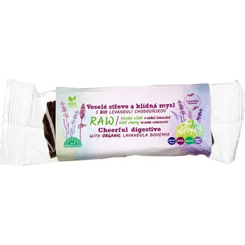BIO Levandule Chodouňská BIO RAW Divoká višeň hořké čokoládě Veselé střevo a klidná mysl s Levandulí Chodouňskou 50g