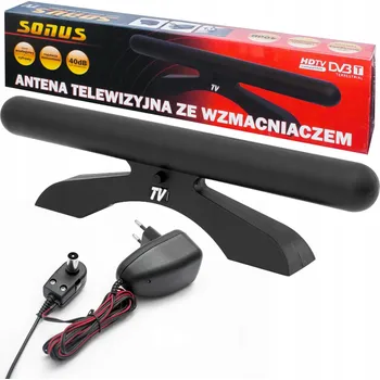 Televizní anténa INTERNÍ ANTÉNA SONUS TV UHF/VHF SE ZESILOVAČEM DVB-T2 SILNÁ SE ZISKEM 40 dB