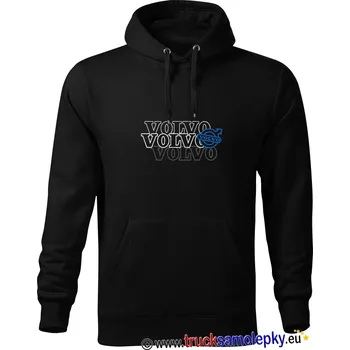 Pánská mikina Mikina klokanka VOLVO line (Mikina klokanka pánská černá s kapucí a výšivkou)
