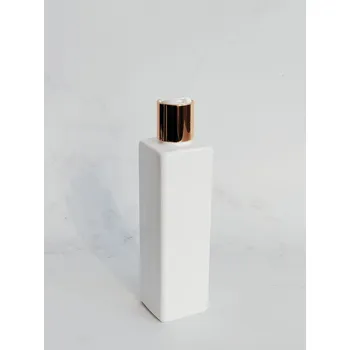 Dávkovač mýdla hranatý LUNA 250 ml bílý s bílo-zlatým DISC TOP