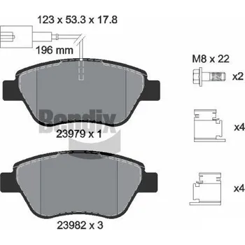 Brzdová destička Sada brzdových destiček, kotoučová brzda BENDIX Braking BPD1314