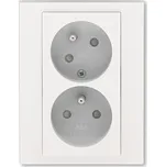 Zásuvka dvojnásobná bezšroubová, s clonkami, s natočenou dutinou ABB Levit M 5513H-C02357 68 perleťová / ledová bílá