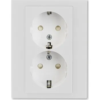 Stavebniny Zásuvka s bočními kontakty, dvojnásobná, s clonkami ABB Levit 5522H-C03457 16 šedá / bílá