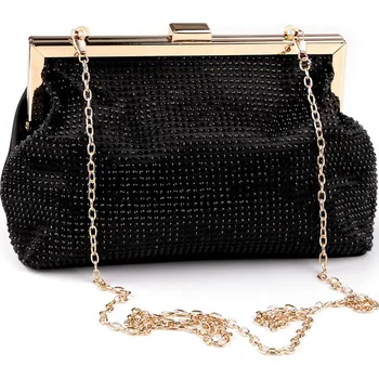 Kabelka Kabelka - psaníčko saténové s broušenými kamínky, barva 2 černá zlatá