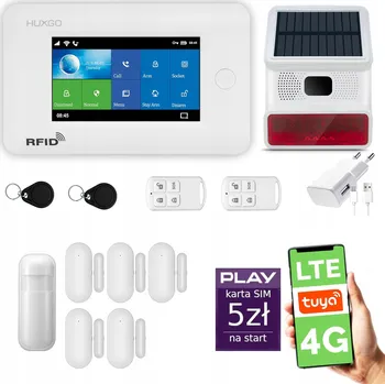 Sada domovního alarmu Bezdrátový alarm WiFi + GSM 4G LTE s aplikací TUYA, HUXGO HXA006 4G
