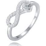 Stříbrný prsten nekonečno se srdíčkem a bílými zirkony