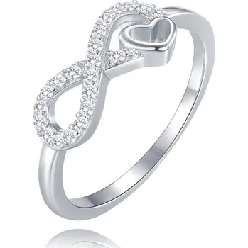 Prsten Stříbrný prsten nekonečno se srdíčkem a bílými zirkony