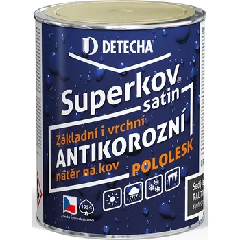 barva na kov Detecha SUPERKOV SATIN Barva: šedý pastelový RAL 7040, Balení: 0,8 kg