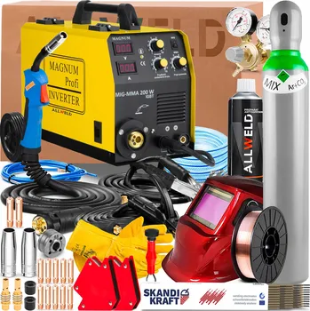 Svářečka INVERTOROVÁ SVÁŘEČKA MAGNUM MIG MMA 200W 230V 180A FLUX MĚKKÉ PÁJENÍ 2-KLADKOVÁ