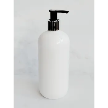 Dávkovač mýdla BELA 500 ml bílý s černo-stříbrným dávkovačem