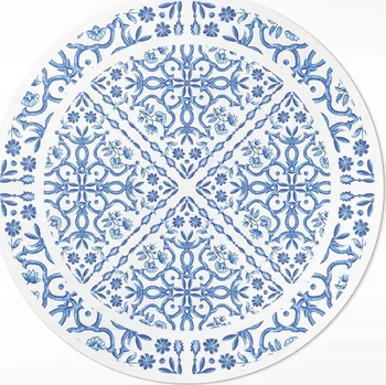 Koberec Kulatý Koberec průměr 50 cm - Dekorativní dlaždice s rostlinnými ornamenty