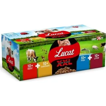 Krmivo pro kočku COBBYS PET Lucat XXL box - Kuře, hovězí, játra, ryba, 40 × 100 g