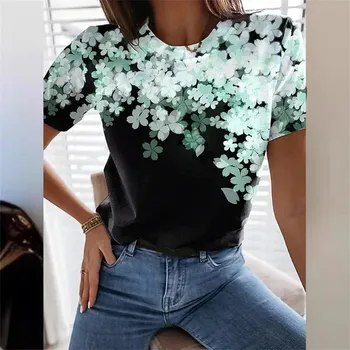 Dámské tričko Dámské tričko s potiskem motýlků Barva: Zelená, Velikost: 3XL