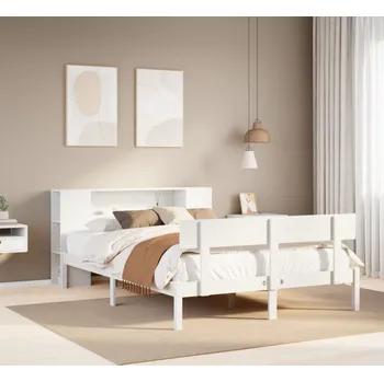 Postel vidaXL Postel s knihovnou bez matrace 140x190 cm masivní borovice [3321771] Barva: Bílá