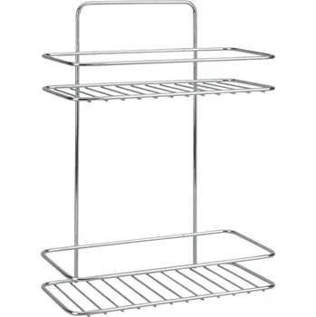 Drátěná police Závěsná ocelová koupelnová polička bez vrtání v leskle stříbrné barvě Luxy – Metaltex ID_1746670