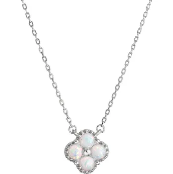 Náhrdelník Evolution Group Stříbrný náhrdelník opálový čtyřlístek 12148.1 bílý