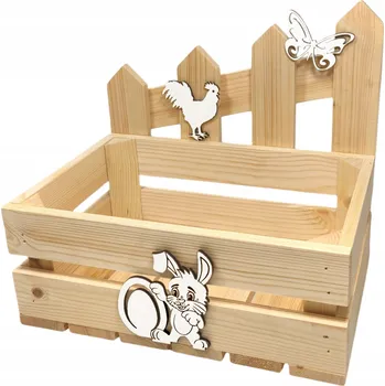 Obraz Dekorativní bedýnka na Velikonoce s ozdobným plůtkem, 30x20x28 cm