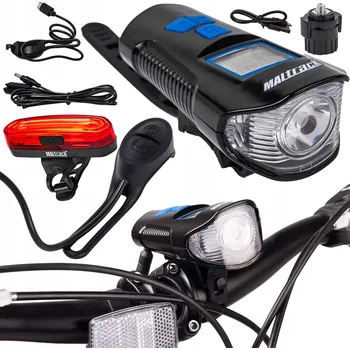 Cyklosvítilna SVĚTLO na kolo přední zadní akumulátor tachometr klakson 4v1 USB