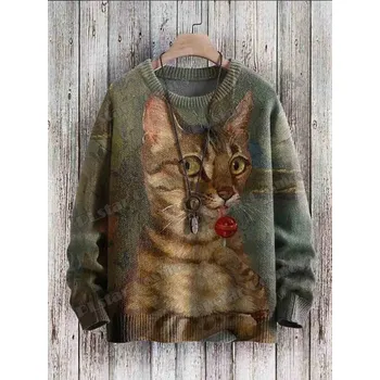 Dámský svetr Unisex svetr s potiskem CS1116 kočky na stromě Velikost: 7XL, Barva (Varianta): Svetr