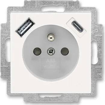 Elektrická zásuvka Zásuvka s USB nabíjením (USB-A + USB-C) ABB Levit M 5569H-A32357 68 perleťová / ledová bílá