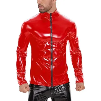 Moto bunda Pánská latexová bunda Barva: Červená, Velikost: XL
