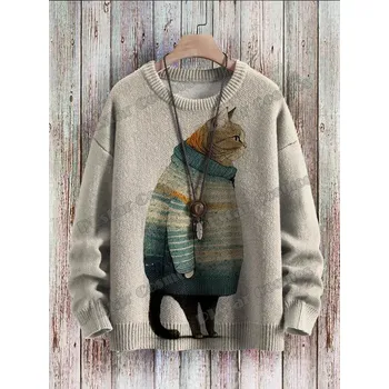 Dámský svetr Unisex svetr s potiskem CS1116 kočky na stromě Velikost: 3XL, Barva (Varianta): Svetr 7