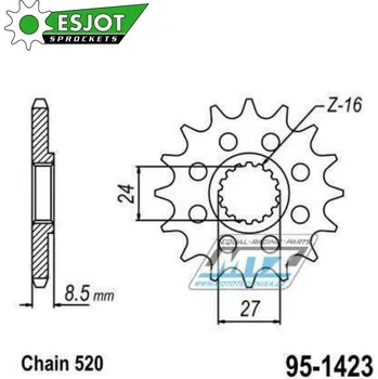 Řetězová sada pro motocykl Kolečko řetězové (pastorek) 1423-17zubů ESJOT 50-32156-17S - Suzuki GSXR1000 / 09-16 + GSX-R1000 95-1423-17-ES