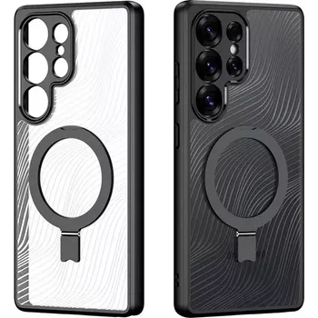 Pouzdro na mobilní telefon Kryt Dux Ducis Aimo Mag Samsung Galaxy S25 Ultra – černý (Odolný kryt Dux Ducis Aimo Mag pro Samsung Galaxy S25 Ultra – černý, kompatibilní s MagSafe, pevná ochrana s možností uchycení na smyčku)