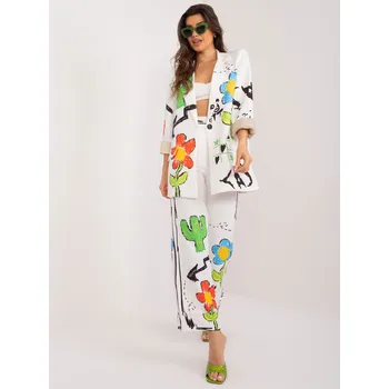 Smetanový malovaný komplet saka a kalhot DHJ-KMPL-18857.07-ecru Velikost: ONE SIZE