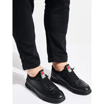 Pánské tenisky Černé pánské sportovní boty na šněrování S53616B-M Velikost: 45