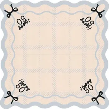 Papírový ubrousek Papírové ubrousky krémové s mašlí Happy 60, 12 ks