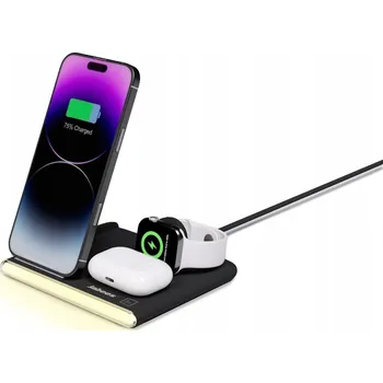 Jabees PowerGlow 4v1 QI Nabíječka pro Telefon, Chytré Hodinky, Sluchátka a LED Lampička