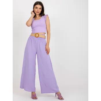 Dámské kalhoty Světle fialové široké kalhoty s páskem DHJ-SP-8387.57-light viollet Velikost: ONE SIZE