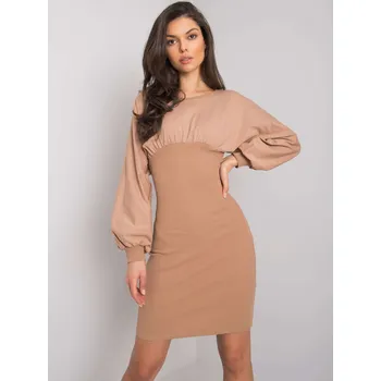 Dámské šaty Světle hnědé dámské přiléhavé mini šaty RV-SK-7337.19-camel Velikost: L/XL