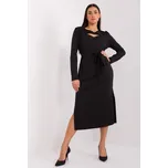 Černé midi šaty s páskem LK-SK-509447.75P-black Velikost: S/M