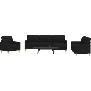 Pohovka 4dílná sedací souprava s podnožkou černá textil Černý3278299