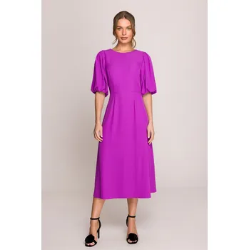 Dámské šaty Elegantní šaty s balonovými rukávy Stylove S399 levandulové EU velikost: S