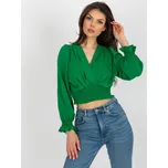 Zelená crop top halenka s elastickým řasením DHJ-BZ-13866.92P-green Velikost: ONE SIZE