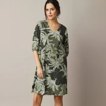 Dámské šaty Rovné šaty s potiskem, bio bavlna černá/khaki 40