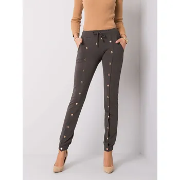 Khaki dámské tepláky se zlatými cvočky -RV-DR-6016.08-khaki Velikost: S