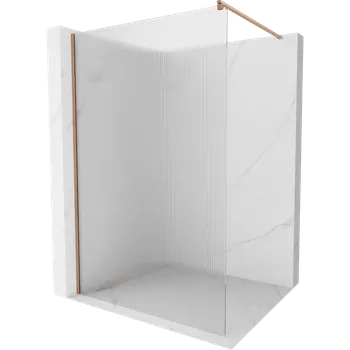 Mexen Kioto sprchová stěna Walk-in 100 x 200 cm, proužky 8 mm, kartáčovaná měď - 800-100-101-65-09 Sprchové stěny