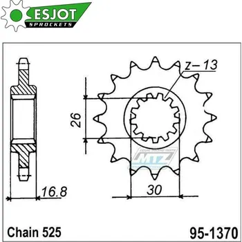 Řetězová sada pro motocykl Kolečko řetězové (pastorek) 1370-15zubů ESJOT 50-29017-15 - Honda CRF1000+CRF1100 Africa Twin + XL1000V Varadero + CBR900RR+CBR1000RR Fireblade + CB600F Hornet+CBF600+CBR600F+CBR600R+CBR600RR + CB650F HONDA CRF 1000 Africa Twin 2016-2018