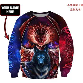 Dámská mikina Unisex mikina s potiskem CS932 drak a vlk Velikost: XS, Barva (Varianta): Sweatshirt