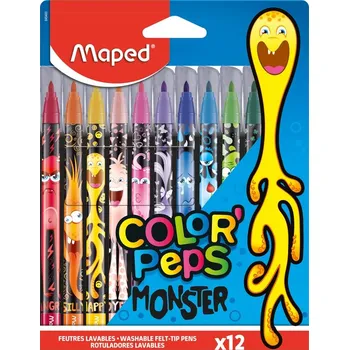 Barevné Fixy Maped popisovače barevné popisovače flamastry školní fixy pro děti, 12 ks