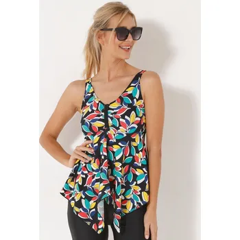 Dámské plavky Plavkový asymetrický tankiny top s potiskem Boruca černá/vícebarevná 40