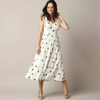 Dámské šaty Dlouhé šaty s potiskem, krepon režná/černá 44